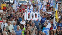 Protestas en Tel Aviv por los mil d�as desde los ataques del 7 de octubre.