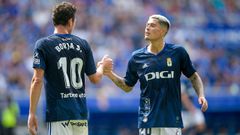 Borja S�nchez y Hugo Rama, durante el Oviedo-Andorra