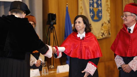 El rector de la Universidade de Vigo, Manuel Joaqun Reigosa Roger, presidi el acto en el que Casas Baamonde se ha convertido en doctora Honoris Causa.