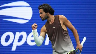Carlos Alcaraz, durante el encuentro de primera ronda del US Open ante el ruso Safiulin