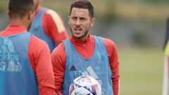 Eden Hazard, durante una sesi�n de entrenamiento de la selecci�n belga.