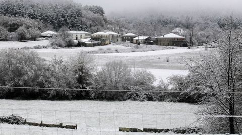 Nieve en el pueblo de Noceda, en la parte baja del municipio de O Incio