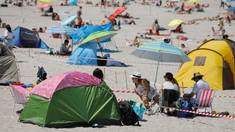 Tiendas de campaa en Riazor este viernes por la tarde