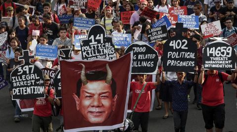 Marcha de protesta en Manila, Filipinas, con motivo del D�a Internacional de la Mujer. 