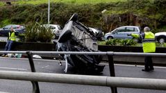 Vuelco en la avenida del Pasaje