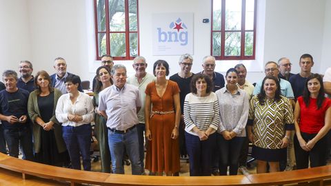 La portavoz nacional del BNG, Ana Pontn, reunida este lunes con alcaldes del BNG para evaluar el impacto del impuesto de Sogama 