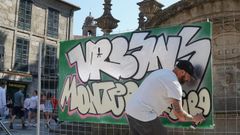 O Ras, grafiteiro, na presentacin do Urbana Monte Porreiro.