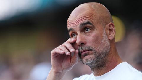 Pep Guardiola, durante su despedida como t&eacute;cnico del Manchester City