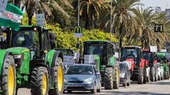 Imagen de una manifestacin de agricultores en Jrez de la Frontera en marzo