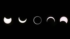 El 3 de octubre del 2005 Santiago vivi� un eclipse de sol, en la imagen una secuencia con las distintas fases observadas ese d�a.