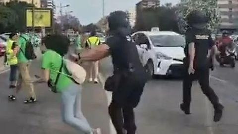 La profesora agredida en Valencia presenta una denuncia y la polic&iacute;a abre expediente al agente que la empuj&oacute;