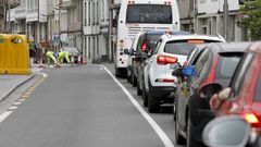 Las obras en Basqui�os colapsan el tr�fico por el centro en horas punta