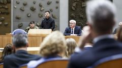 Volod�mir Zelenski en el Parlamento neerland�s.