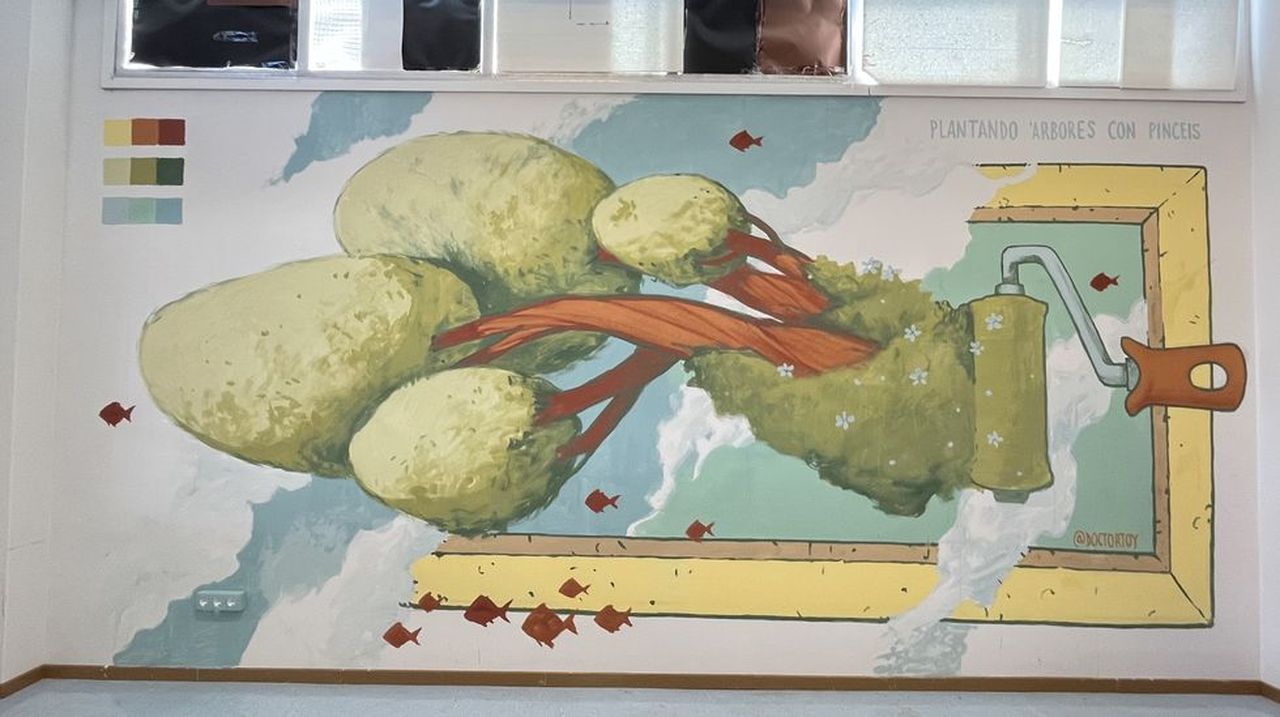 Alumnado del IES Número Un ribeirense combate la contaminación con un mural
