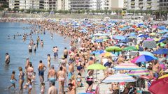 La playa de Silgar, en Sanxenxo, a principios de agosto