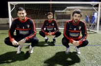 De izquierda a derecha, Rivas, Nando y Pablo antes del entrenamiento del pasado jueves. 