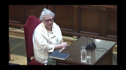 La empresaria Carmen Pano, durante su declaraci�n como testigo en el juicio de las mascarillas en el Tribunal Supremo.