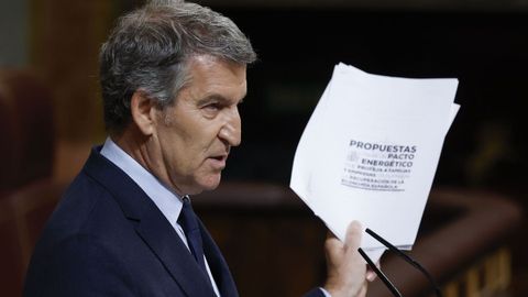 Feijoo, durante el debate de este miércoles en el Congreso