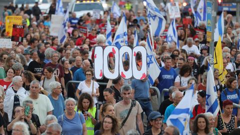 Protestas en Tel Aviv por los mil d�as desde los ataques del 7 de octubre.