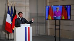 El presidente francs y la canciller alemana dieron una rueda de prensa conjunta por videoconferencia para anunciar la iniciativa