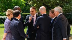 Los ministros de Exteriores del grupo Weimar+ y la jefa de la dipolamica de la UE, durante su reunin este lunes en Londres.
