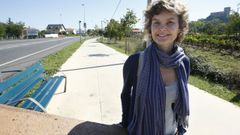 Susana L�pez Varela, en el paseo cuya remodelaci�n dirigi� en Monforte