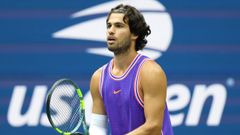 Carlos Alcaraz, en un entrenamiento previo al US Open.