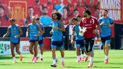 Entrenamiento de la selecci�n espa�ola de f�tbol previo al Mundial de EE.UU.