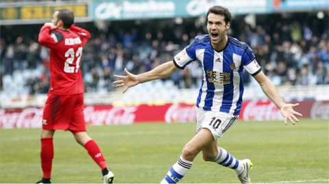 Xabi Prieto celebra su ltimo tanto en competicin