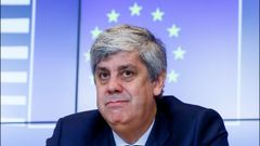 El presidente del Eurogrupo, Mario Centeno, durante una rueda de prensa hoy en Luxemburgo