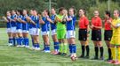 Las jugadoras del Oviedo y del Deportivo, antes del amistoso