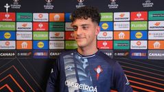 El juagador del Celta Hugo �lvarez, tras el triunfo de su equipo ante el Olympique de Lyon.