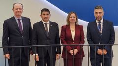 Javier Romero Caramelo, jefe del Gabinete de Presidencia de Navantia; Pedro Blanco Lobeiras, delegado del Gobierno en Galicia; Amparo López Senovilla, secretaria de Estado de Comercio; y Eduardo Dobarro Rubido, director de Navantia Ferrol