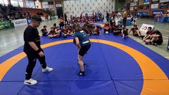 Los participantes de la jornada de deporte base de luchas ol&iacute;mpicas en Vilalba