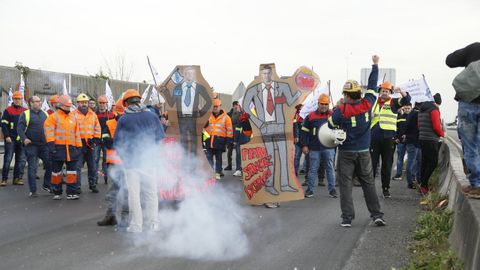 Protesta de los trabajadores de Alcoa en Ribadeo