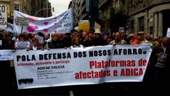 Manifestaciones de los afectados por las participaciones preferentes en las calles de A Coru�a y Vigo