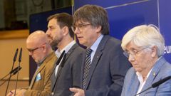 El expresidente catal�n Carles Puigdemont, en una rueda de prensa en Bruselas.