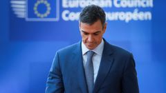 El presidente del Gobierno, Pedro S�nchez, tras su participaci�n en el Consejo Europeo.