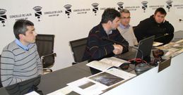 J�come, Casares, Vence y �lvarez, durante la presentaci�n de roteiros.lalin.gal, nueva p�gina del proyecto.