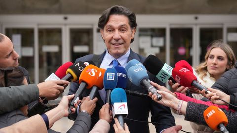 El actor Luis Lorenzo tras declarar en el Juzgado de Instrucción número 9 de Arganda del Rey junto a su pareja Arancha Suárez, investigados por la muerte de la tía de ella