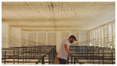 Xes�s Fraga, no lavadoiro p�blico das Cascas, en Betanzos, nunha imaxe extra�da do v�deo promovido polo Consello da Cultura �Building memory/Constru�r memoria�, no que afirma: �Somos artefactos narrativos�.