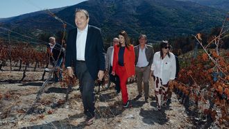 El ministro Luis Planas, el jueves, durante una visita a un viedo en Valdeorras