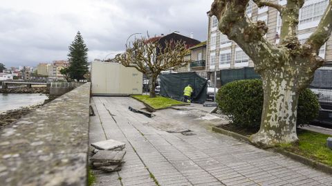 Portos reparar� el hundimiento del paseo mar�timo de Pescadoira, en Bueu