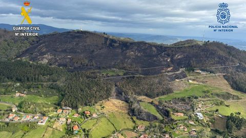 Incendio en el Monte Naranco en marzo de 2023