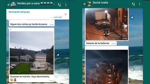 Grupos de Whatsapp, que alertaban de la presencia de la Guardia Civil