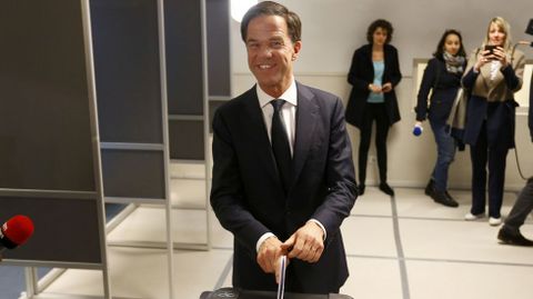 El primer ministro holand�s y candidato del Partido Popular por la Libertad y la Democracia, Mark Rutte.