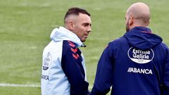 El capit�n del Celta, Iago Aspas, en un entrenamiento.