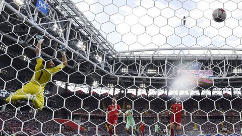 Imagen del encuentro entre Rusia y Portugal, en el que ganaron los lusos con un tanto de Cristiano Ronaldo