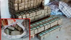 Imagen de archivo de un alijo de hach�s intervenido por la Guardia Civil