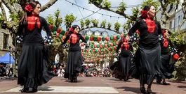 Las diversas actuaciones -ni�as, adultas y dos ni�os- generaron gran expectaci�n, dejando im�genes tan propias de Sevilla como esta.